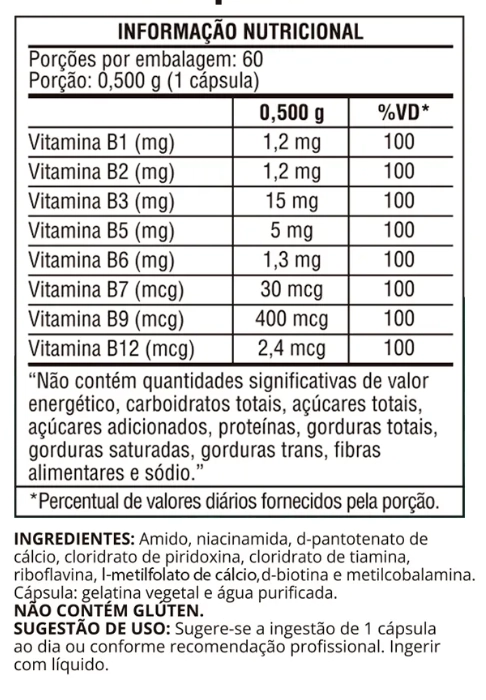 Vitamina Complexo B, 60 Cápsulas, Ocean Drop