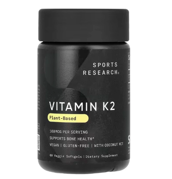 Vitamina K2, À Base de Plantas, 100mcg, 60 Softgels, Sports Research