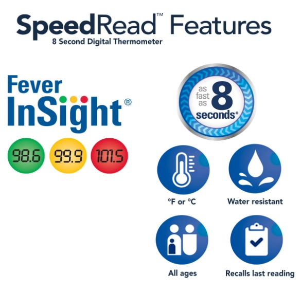 Termômetro digital, Resultados Rápidos e Precisos, Com função de Memória, Vicks SpeedRead