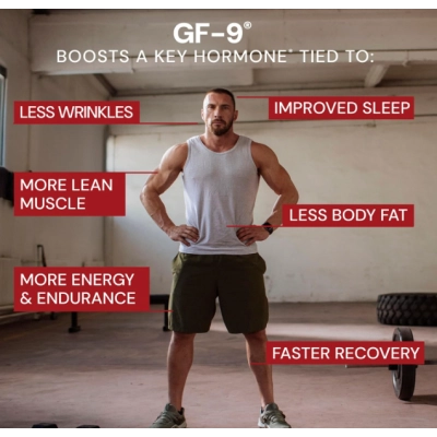 GF-9 Suplemento para Aumentar o Hormônio do Crescimento (HGH) Masculino, 120 Cápsulas, Novex Biotech