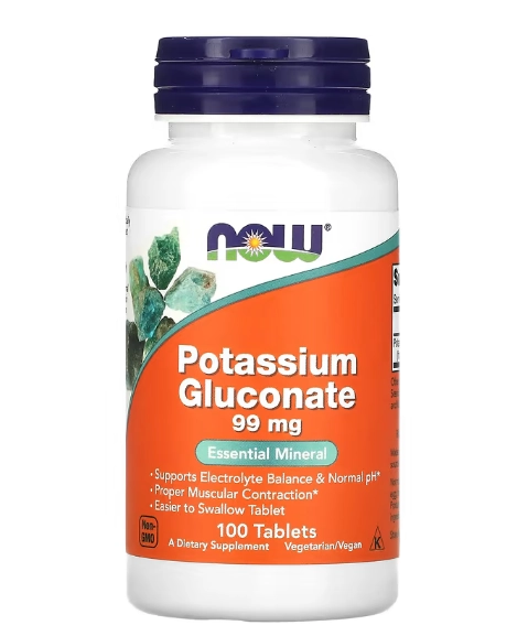 Gluconato de Potássio 99mg, Comprimidos Opções, Now