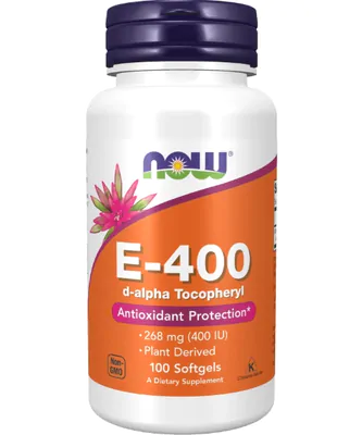 Vitamina E-400, D-Alfa Tocoferil, 100 Softgels, Now