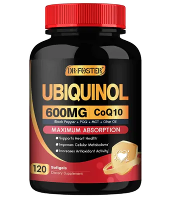 Ubiquinol, Coenzima CoQ10 600mg, com Vitamina E e PQQ, 120 Softgels, Dr Foster