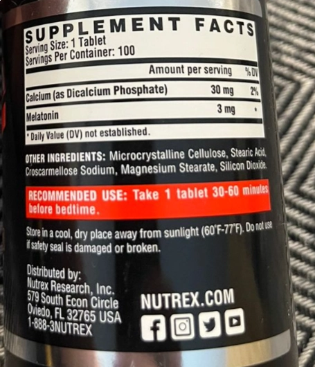 Melatonina 3mg, 100 comprimidos, Nutrex