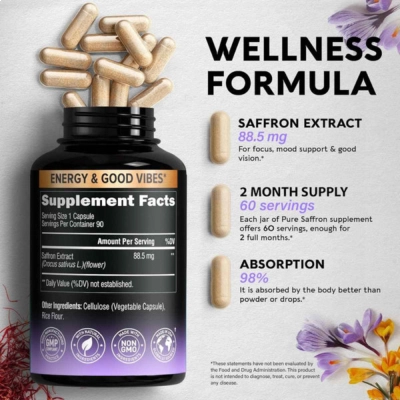 Extrato De Açafrão, Humor, Foco e Visão, 88.5mg, 90 Cápsulas, Nutraharmony