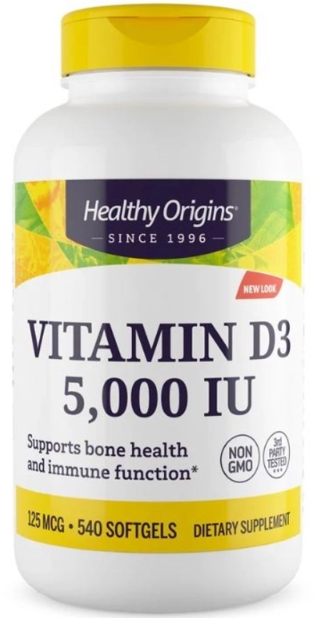 Vitamina D3 5,000IU, 540 Cápsulas, Healthy Origins
