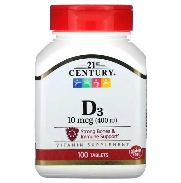 Vitamina D3 400IU 100 Tablets 21st Century