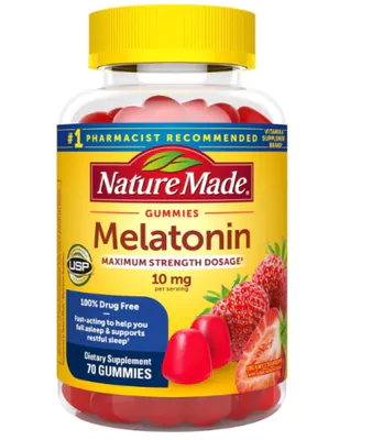 Melatonina 10mg, 70 Gomas Sabor Morango, Nature Made