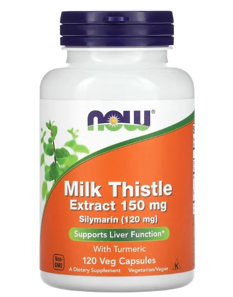 Milk Thistle extract  Com Açafrão,  Silymarin, 150mg, 120 cápsulas, Now