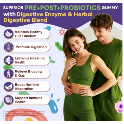 Prebiótico 5 em 1 com 6 Cepas  de Probióticos, 60 Gomas sabor Uva, Totaria Health