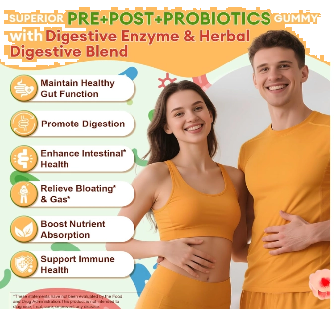 Probióticos, Prebióticos e Pós-bióticos com Enzimas, 100 bilhões de UFCs, 60 Gomas Sem açúcar, Totaria Health
