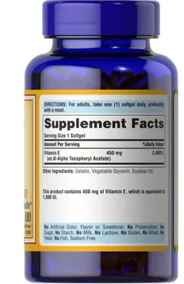 Vitamina E, 1000UI, 100 Cápsulas, Puritans Pride