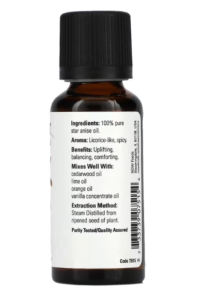 Óleo essencial, Anis estrelado, 30ml, Now