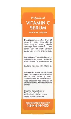 Sérum com Vitamina C, Líquido Tópico, Sem Perfume, 59ml, Nature's Truth
