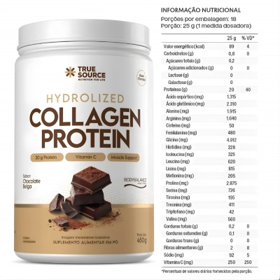Collagen Protein, Sabor Chocolate Belga, 450g, True Source