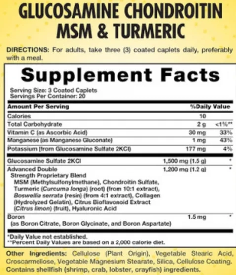 Glucosamina Condroitina, com MSM e Cúrcuma, 60 Cápsulas, Sundance