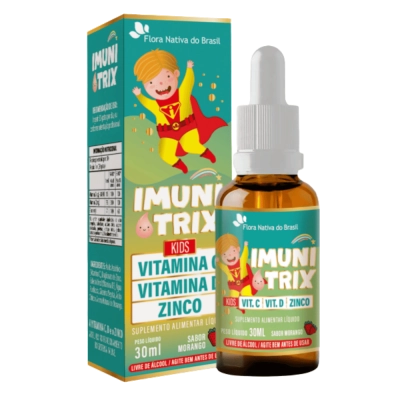 KIT 3 Unidades, Imunitrix ( Vitamina C, D3 E Zinco) Sabor Morango, 30ml - Flora Nativa do Brasil