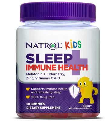 Kids' Sleep + Immune Health, Com melatonina, Sabor de Frutas, 50 Gomas, Natrol Kids' Sleep + Immune Health, Com melatonina, Sabor de Frutas, 50 Gomas, Natrol