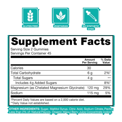 Glicinato de Magnésio, 120mg 90 gomas, Qunol
