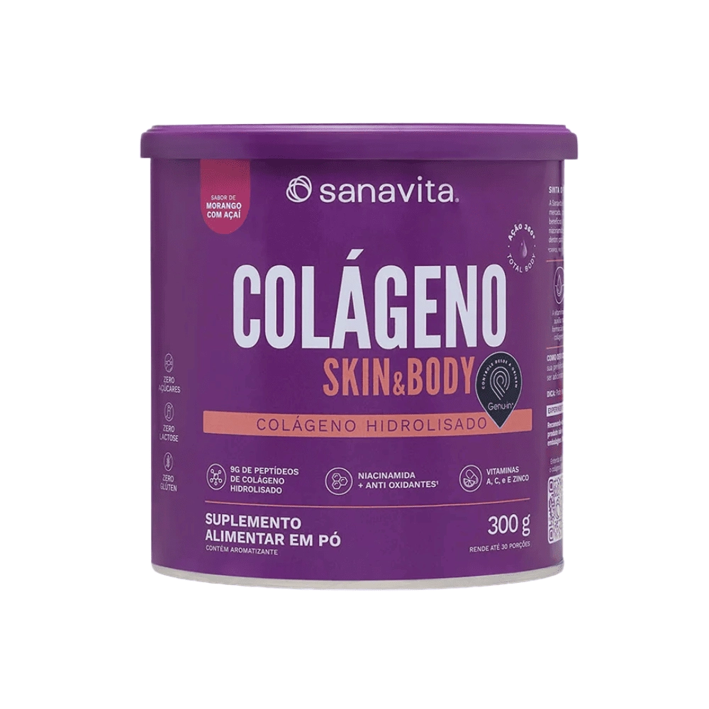 Colágeno Skin e Body 300g, Sabores - Sanavita