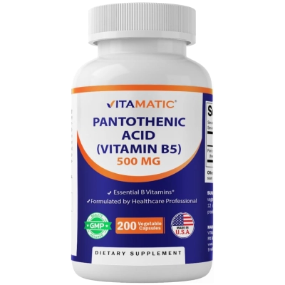 Ácido Pantotênico (Vitamina B5), 500 mg, 200 Cápsulas, Vitamatic