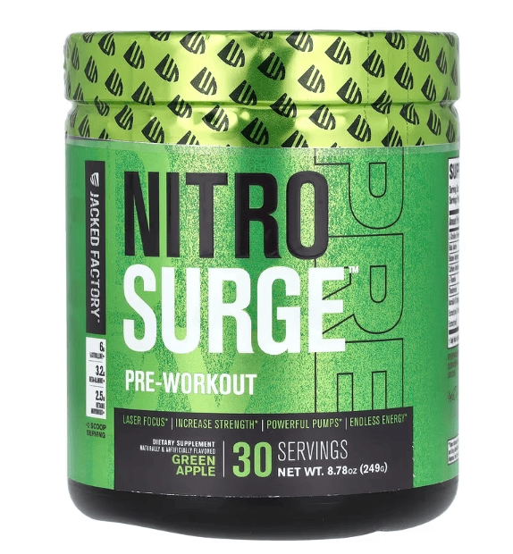 Pré-treino Nitro Surge, 249g Sabor Green Apple, Jacked Factory
