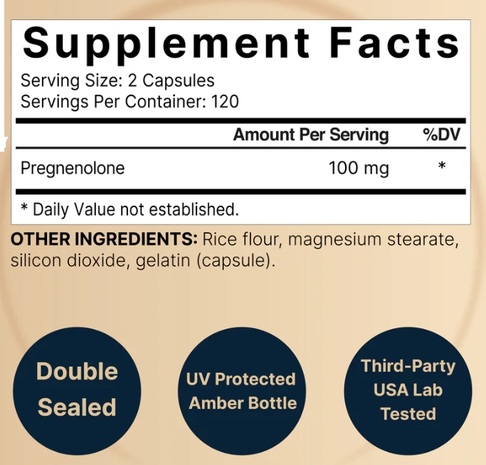Pregnenolone 100mg, 240 Cápsulas, Naturebell