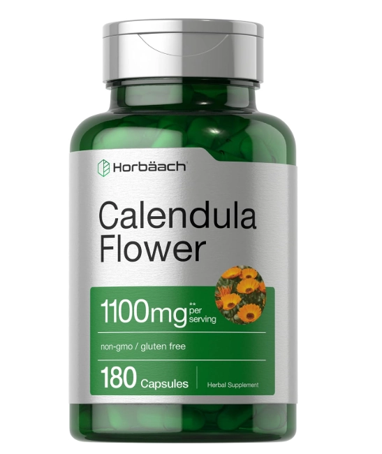 Calendula Flower 1100mg, 180 Cápsulas, Horbaach