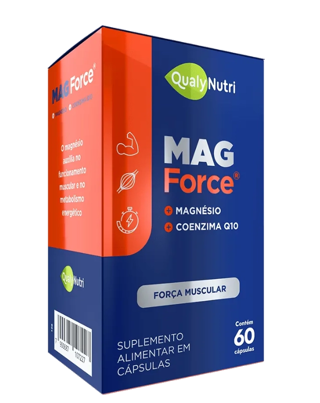 Mag Force, Magnésio + Coenzima Q10, 60 Cápsulas, Qualynutri