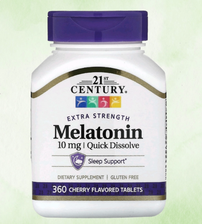 Melatonina 10mg, Rápida Dissolução, 360 Comprimidos Sabor Cereja, 21st Century