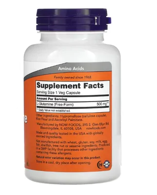 L-Glutamina, 500 mg, 120 Cápsulas, Now