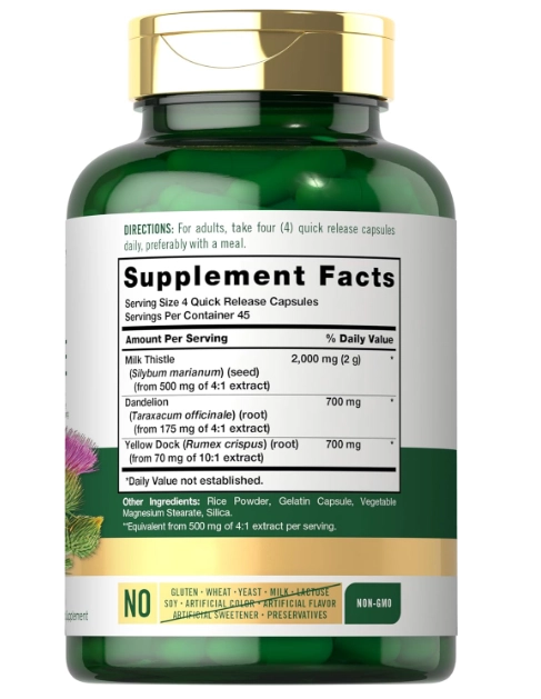Milk Thistle, Complexo de Cardo Mariano, 2000mg, 180 Cápsulas, Carlyle