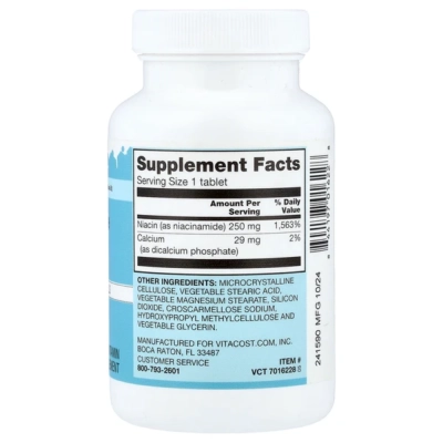 Niacinamida, Vitamina B3, 250 mg, 100 Tablets, Vitacost