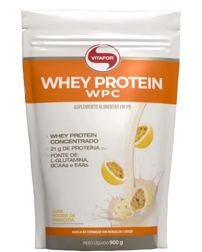 Whey Protein WPC, 900g Sabor Mousse de Maracujá, Vitafor