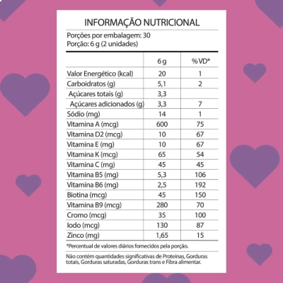 Gummy Hair, Cabelo, pele e unha, 60 Gomas Sabor Uva, 180g