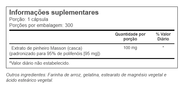 Extrato de Casca de Pinheiro, Pine Bark Extract 100mg, 300 Cápsulas, Vitacost