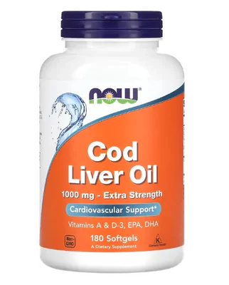 Cod Liver Oil, Óleo de Fígado de Bacalhau, 1000mg, 180 Cápsulas, Now Cod Liver Oil, Óleo de Fígado de Bacalhau, 1000mg, 180 Cápsulas, Now