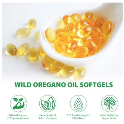 Wild Oregano Oil 6000mg, Óleo de Orégano com Óleo de Semente Preta, 120 Cápsulas, Acentiallabs 