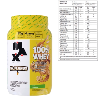 Whey Protein Dr. Peanut 100% Whey 900g, Sabores 900g-Max Titanium 