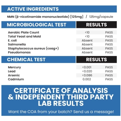 NMN 250mg 99% de Pureza, 60 Cápsulas, Genex Formulas