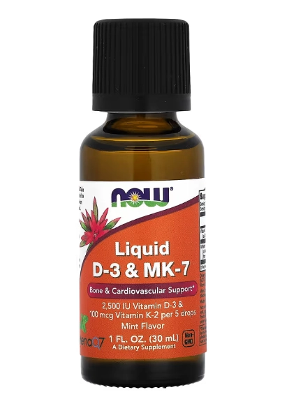 Vitamina D-3 2500UI e MK-7 100mg Líquida, 30ml, Now