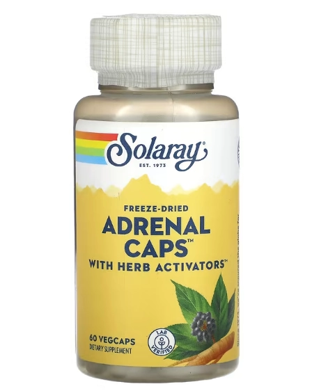 Adrenais Liofilizadas com Ativadores de Ervas, 60 Cápsulas, Solaray