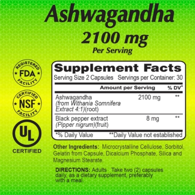 Raiz de  Ashwagandha 2100mg, 90 Cápsulas, Alfa Vitamins