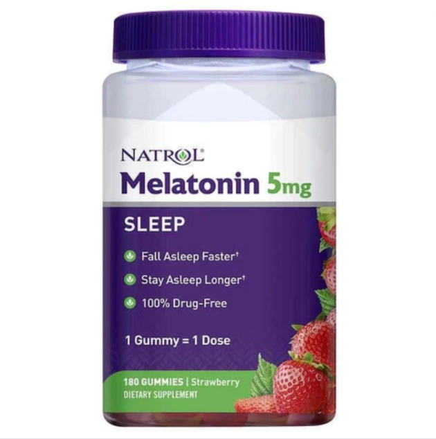 Melatonina 5mg, 180 Gomas, Sabor Morango, Natrol