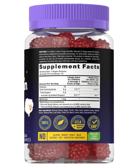 Melatonina Kids 1mg, 70 Gomas Sabor de Frutas, Carlyle