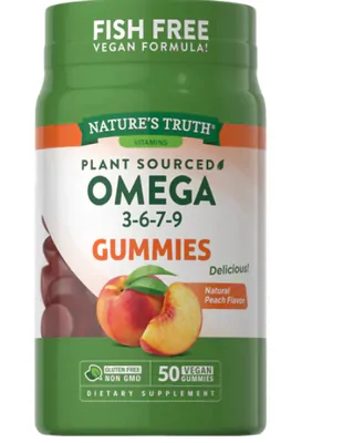 Ômega 3-6-7-9 de origem vegetal, 50 gomas Sabor Pêssego, Nature's Truth