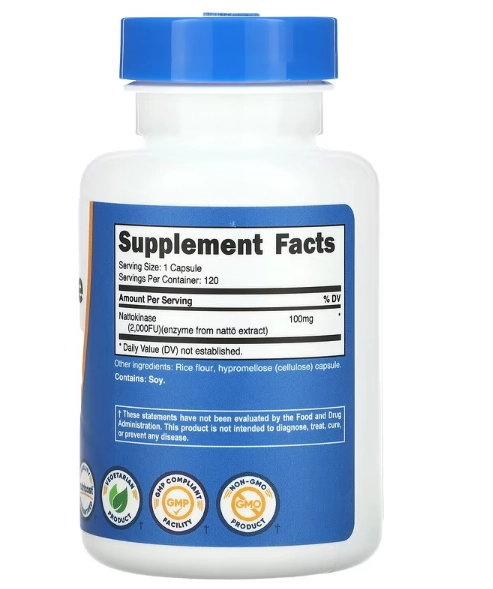 Nattokinase 2000FU, 120 Cápsulas, Nutricost