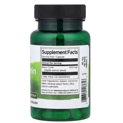 Black Cumin Seed 400mg, Semente de Cominho Preto, 60 Cápsulas, Swanson