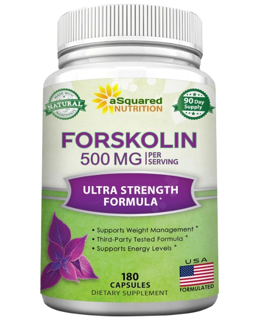 Forskolin 500mg Max Strength, Auxilio na Perda de Peso, 180 Capsulas, aSquared Nutrition