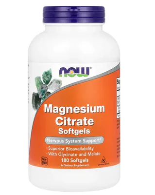 Citrato de Magnésio 400mg, 180 Cápsulas, Now